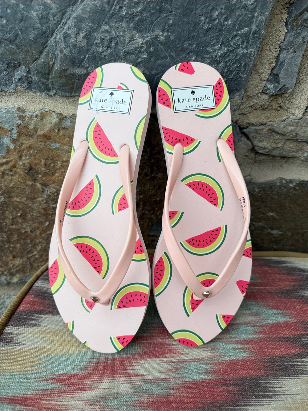 NEW Kate Spade New Fiji Watermelon Party/Pink Salt Flip Flops size 10 - Picture 1 of 7